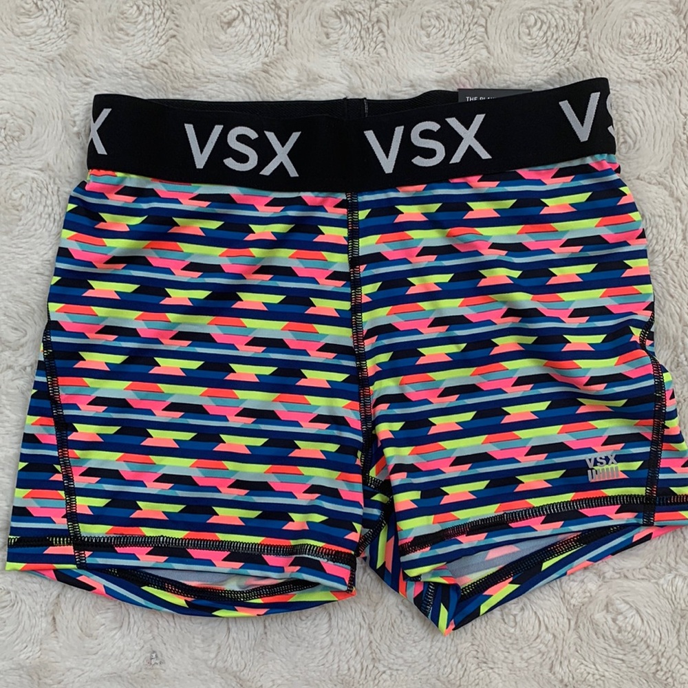 Victoria's Secret VSX Neon Geometric Athletic Shorts - Navy, Pink, Yellow, Green